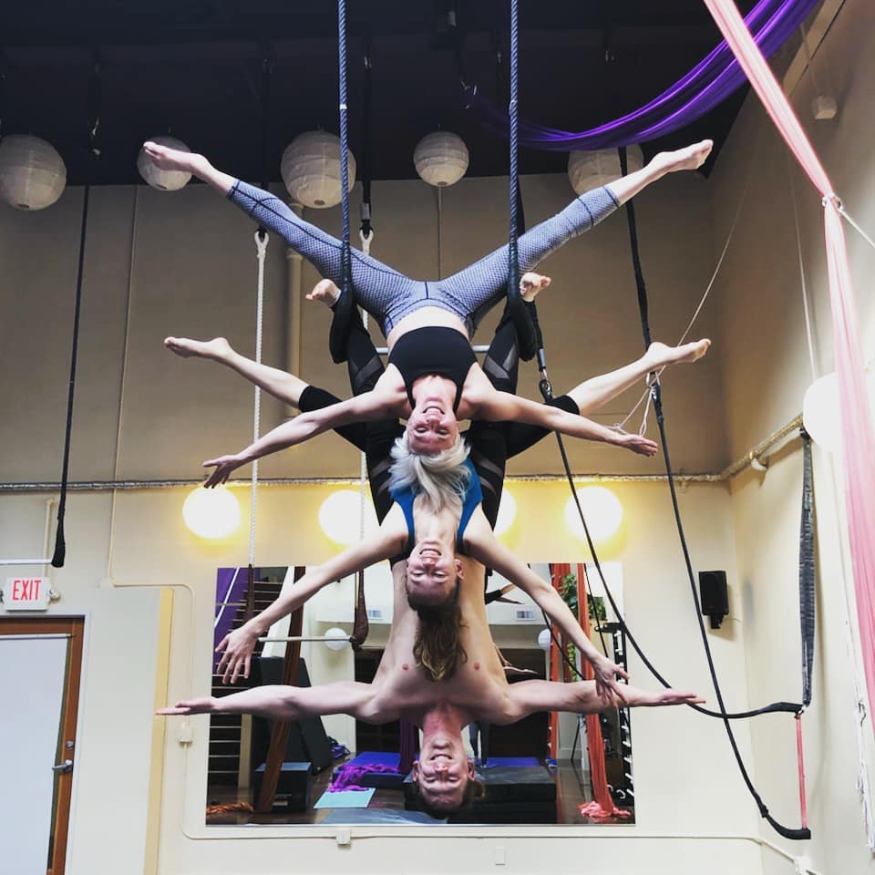 Bentley, Larke, and I on a single static trapeze